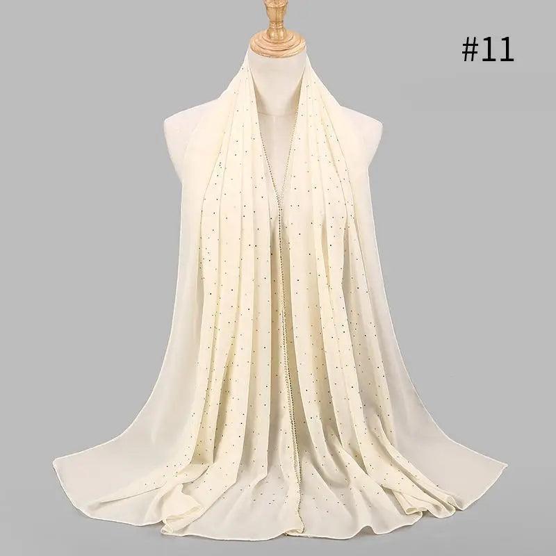 New Luxurious Gold Chiffon Head Scarf Solid Soft Long Muslim Scarves For Women Hijab Musulman Female Shawl and Wrap