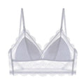 New Splendid French Style Lingerie Soft Bralette Deep V Lace Wireless Triangular Padded Cups Backless Bra