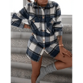 New Trendy Women's Coat Autumn Winter Long Sleeve Red Plaid Jacket Women Lapel Single Breasted Cardigan Coat Turndown Collar Women Coat