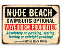 Nude Beach Swimsuits Optional - Metal Sign