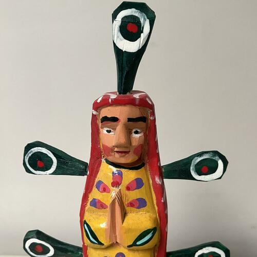 Kalalou GJC1010 Painted Wooden Virgin Guadalupe