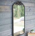 Kalalou Rectangle Metal Mirror With Flower Details 17.5''W x 1''D x 31.5''H