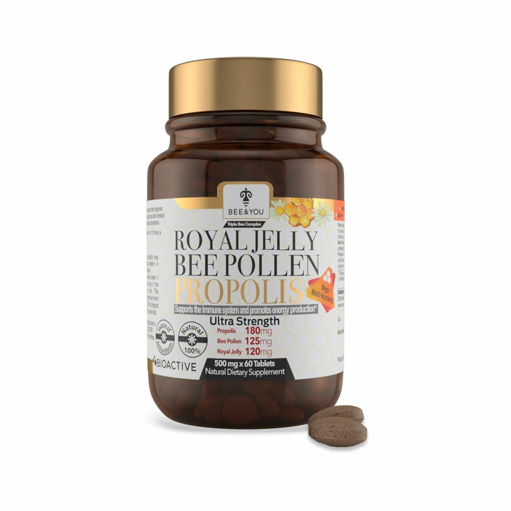 Bee and You Royal Jelly Tablet, Propolis Extract, Bee Pollen, 100% Natural 60ct EXP 12/2026