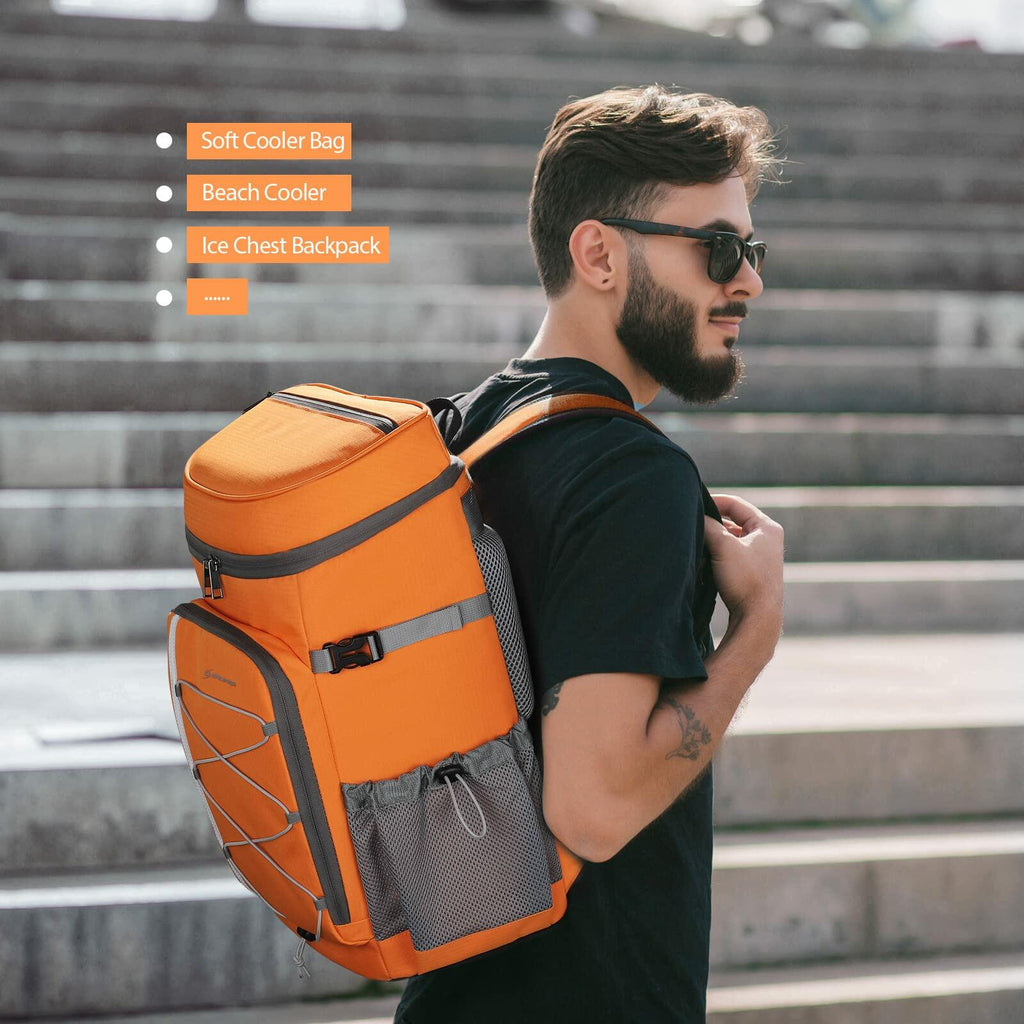 35 Can Backpack Cooler Leakproof,Insulated / Camping Cooler,Backpack Orange