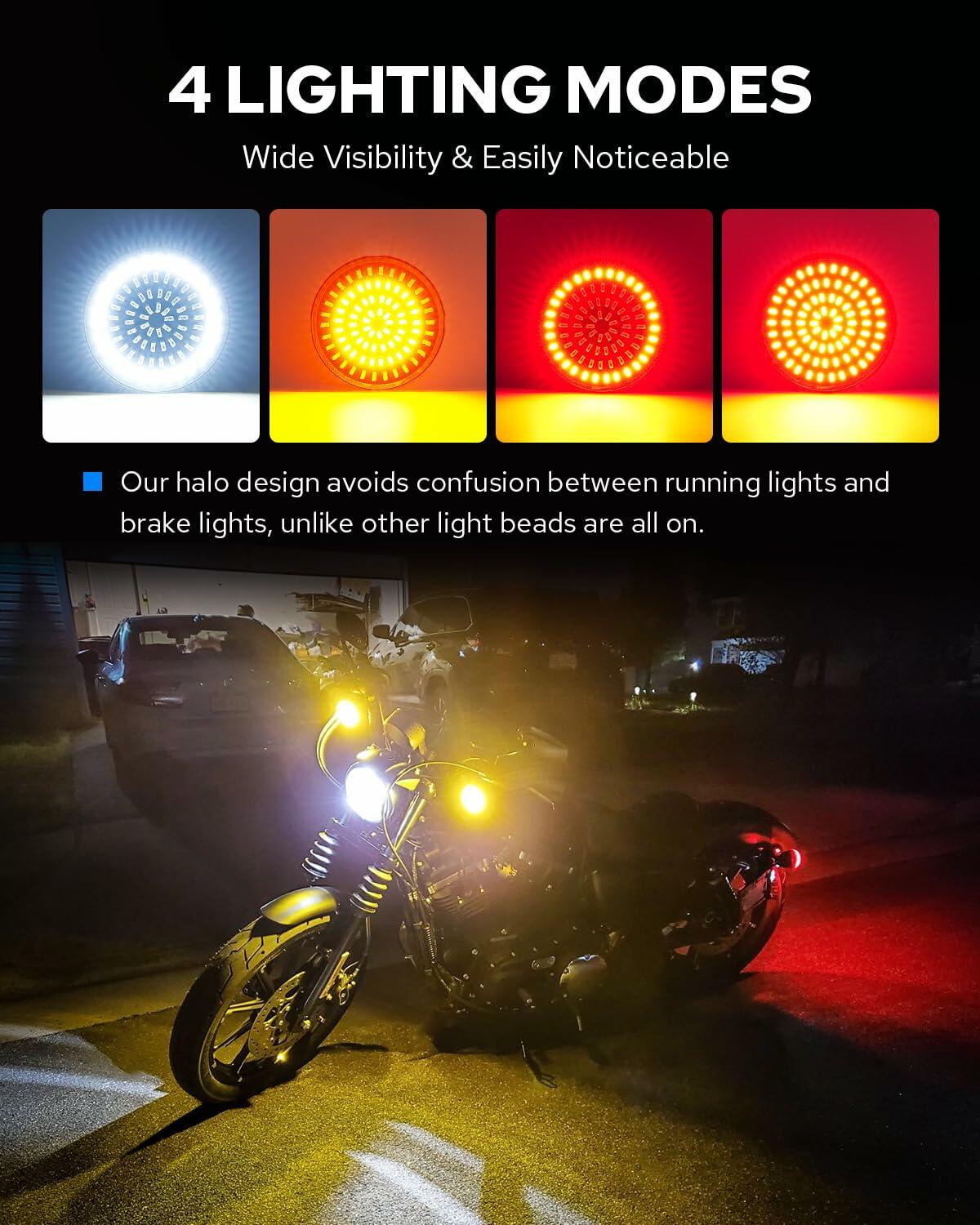 1157 LED Turn Signal Lights Front Rear 81 LEDs Compatible with Harley '86-24 Models