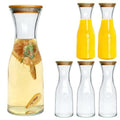 35oz Glass Carafe with Wooden Caps for Wine, Fruit Tea, Drinks 6pcs