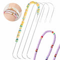 4 Pieces Large Eye Curved Beading Needles with Handle,5.3" Stainless Bead Needle