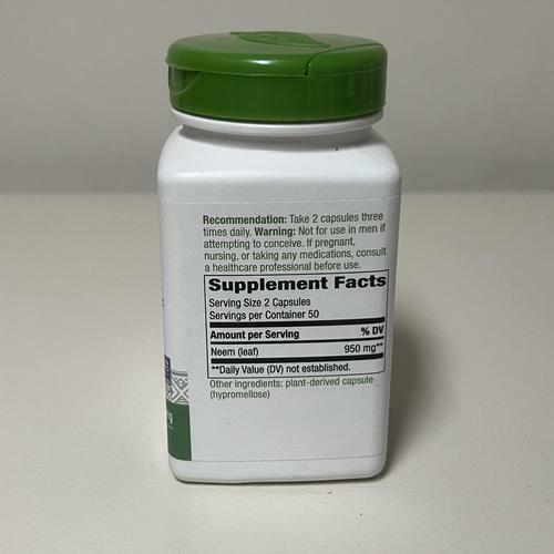 Nature's Way Neem Leaf Traditional Ayurvedic Herbal Supplement 950 mg, 100 Count EXP 3/28