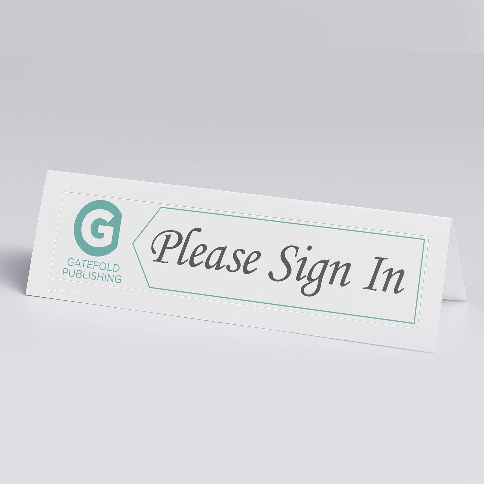 100 Avery Printable Tent Cards, Sure Feed Technology, 2.5" x 8.5", White (05305)