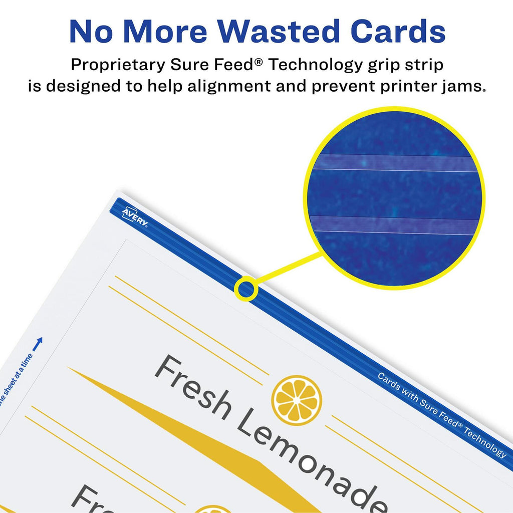 100 Avery Printable Tent Cards, Sure Feed Technology, 2.5" x 8.5", White (05305)