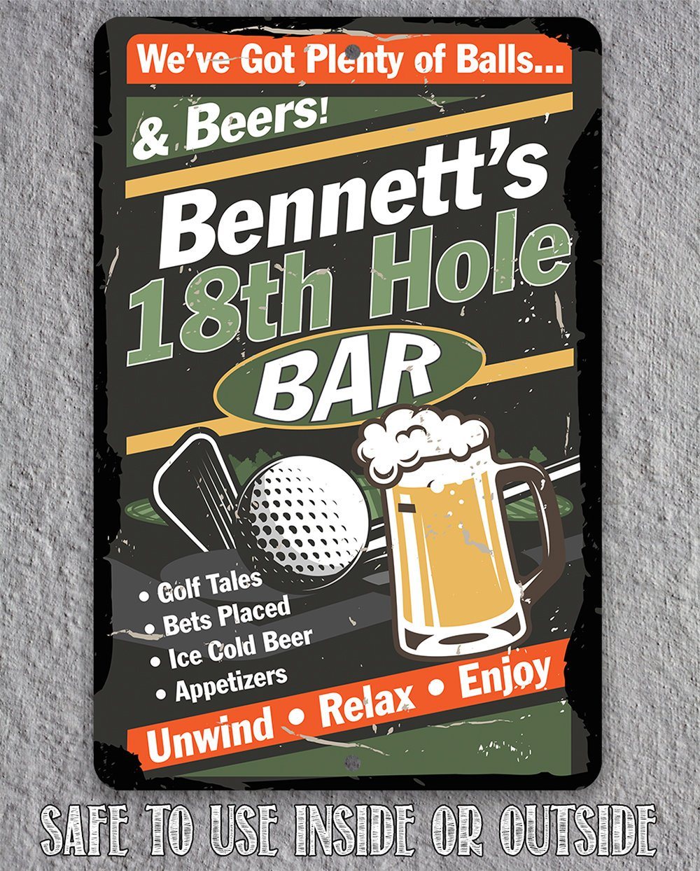 Personalized - 18th Hole Golf Bar - Metal Sign