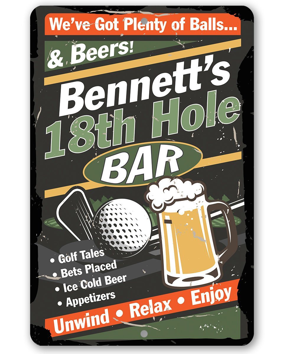Personalized - 18th Hole Golf Bar - Metal Sign