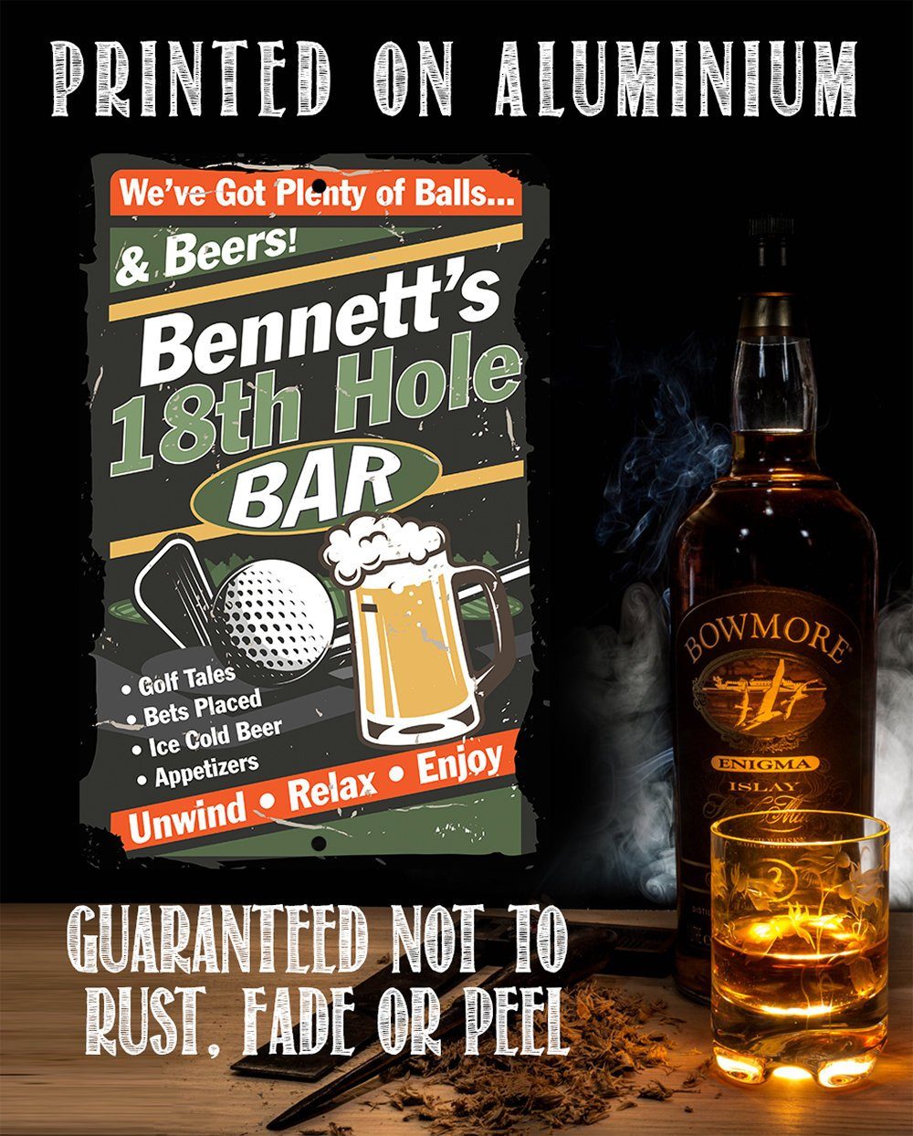 Personalized - 18th Hole Golf Bar - Metal Sign