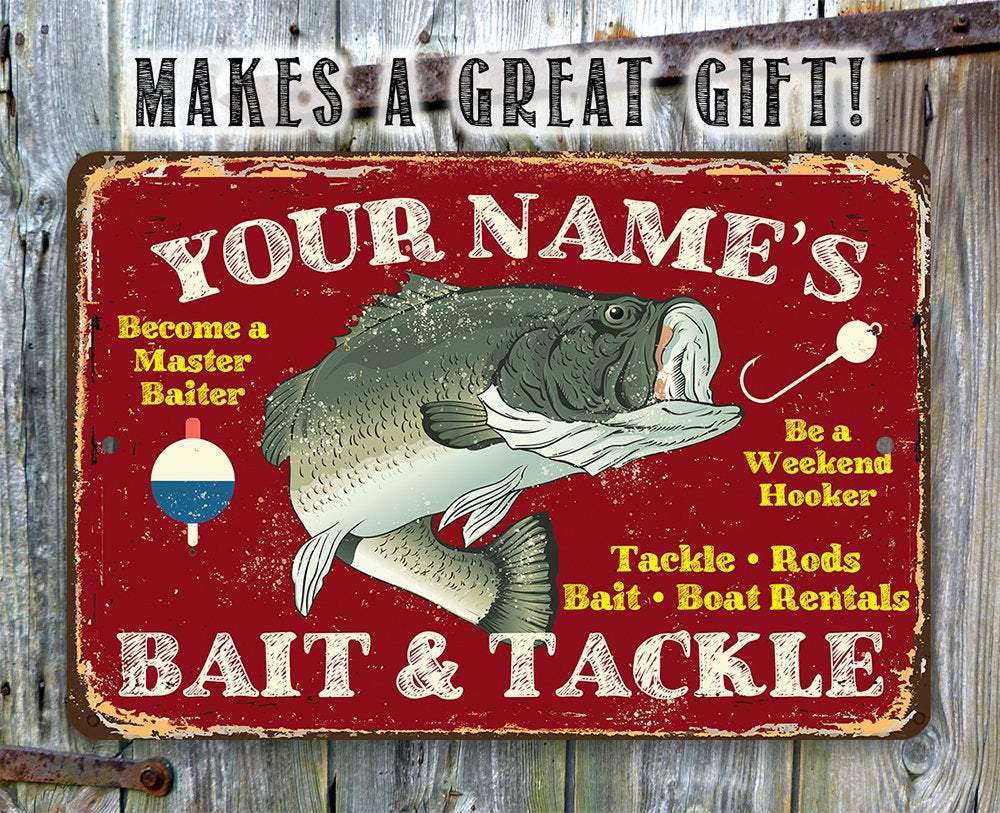 Personalized - Bait and Tackle - Metal Sign