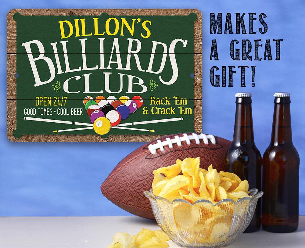 Personalized - Billiard Club - Metal Sign