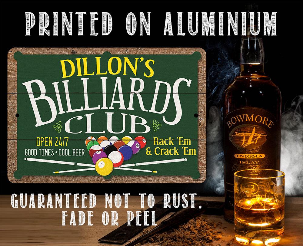 Personalized - Billiard Club - Metal Sign