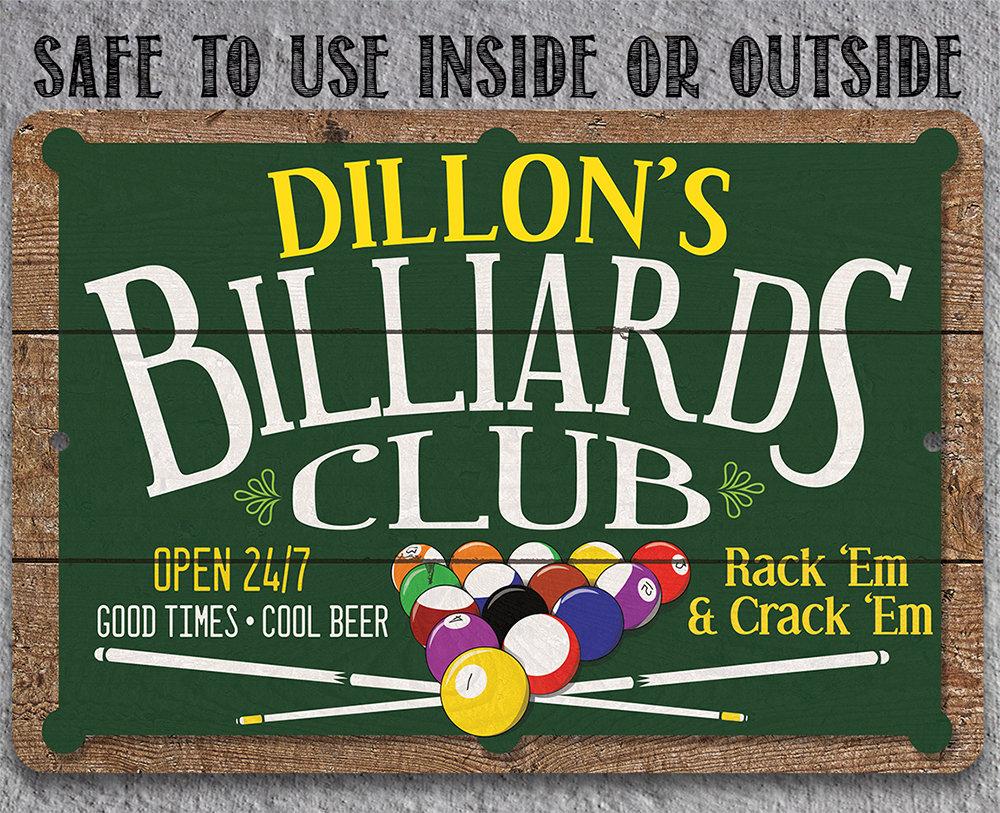 Personalized - Billiard Club - Metal Sign