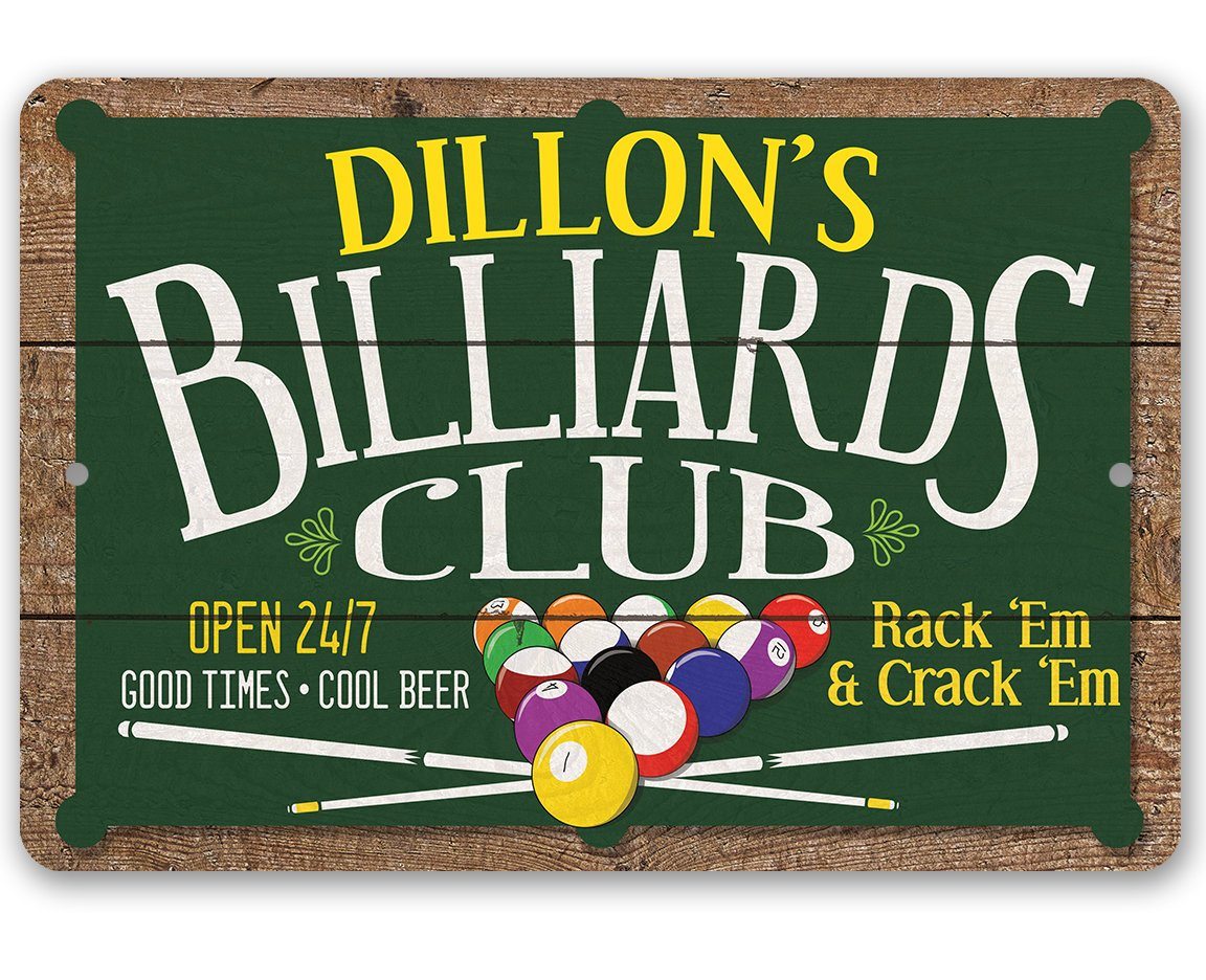 Personalized - Billiard Club - Metal Sign