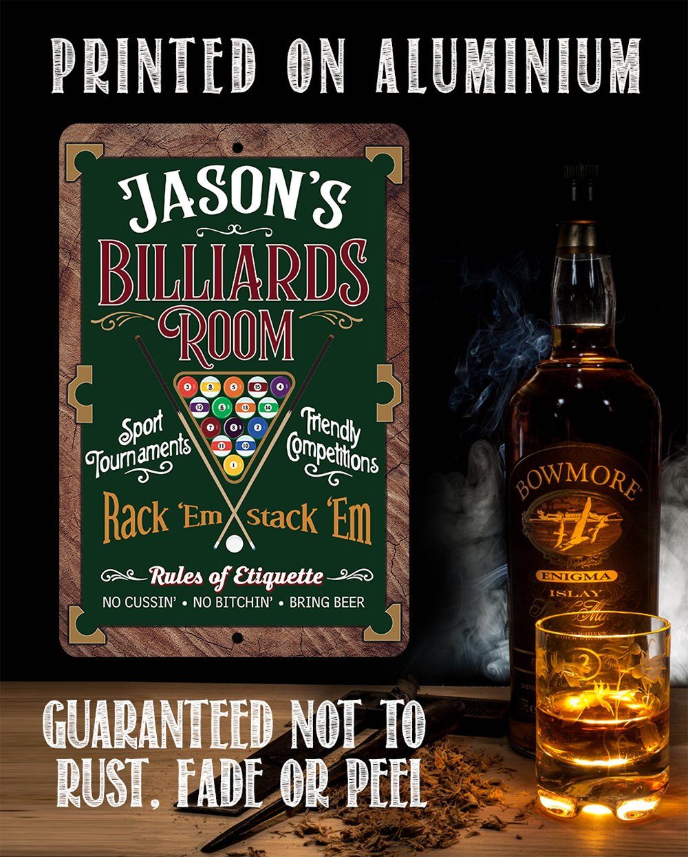 Personalized - Billiards Room Rack"Em Stack 'Em - Metal Sign