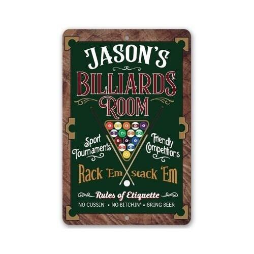 Personalized - Billiards Room Rack"Em Stack 'Em - Metal Sign