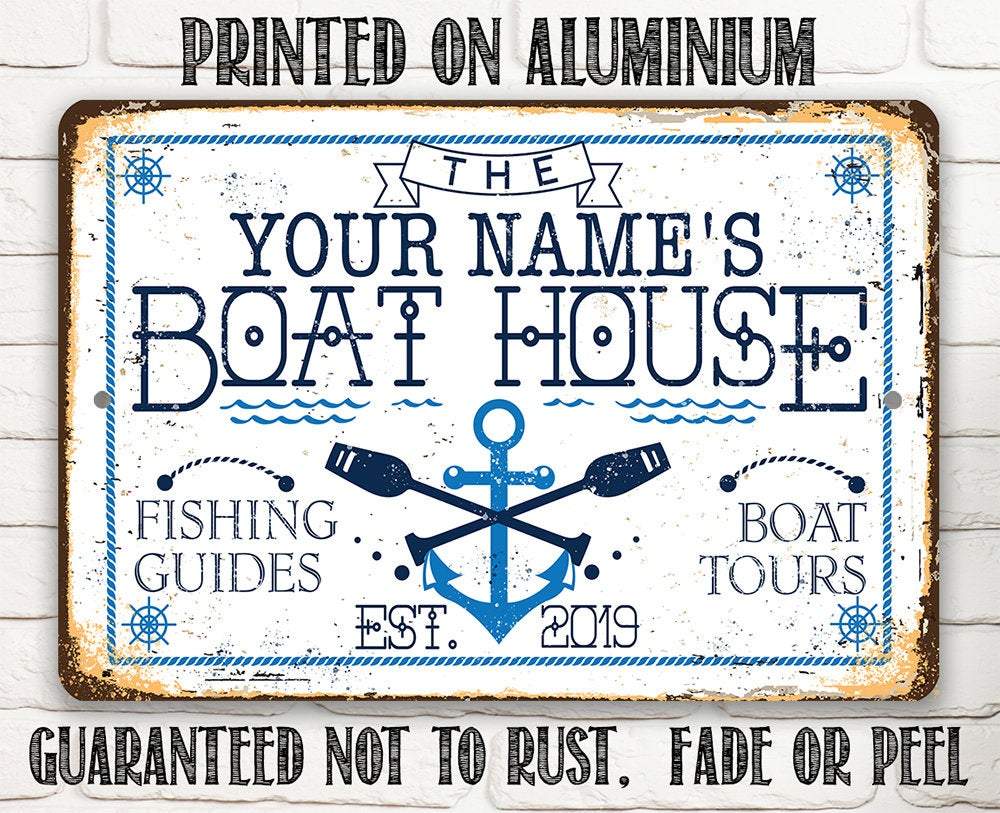 Personalized - Boat House - Metal Sign