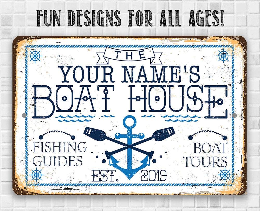 Personalized - Boat House - Metal Sign