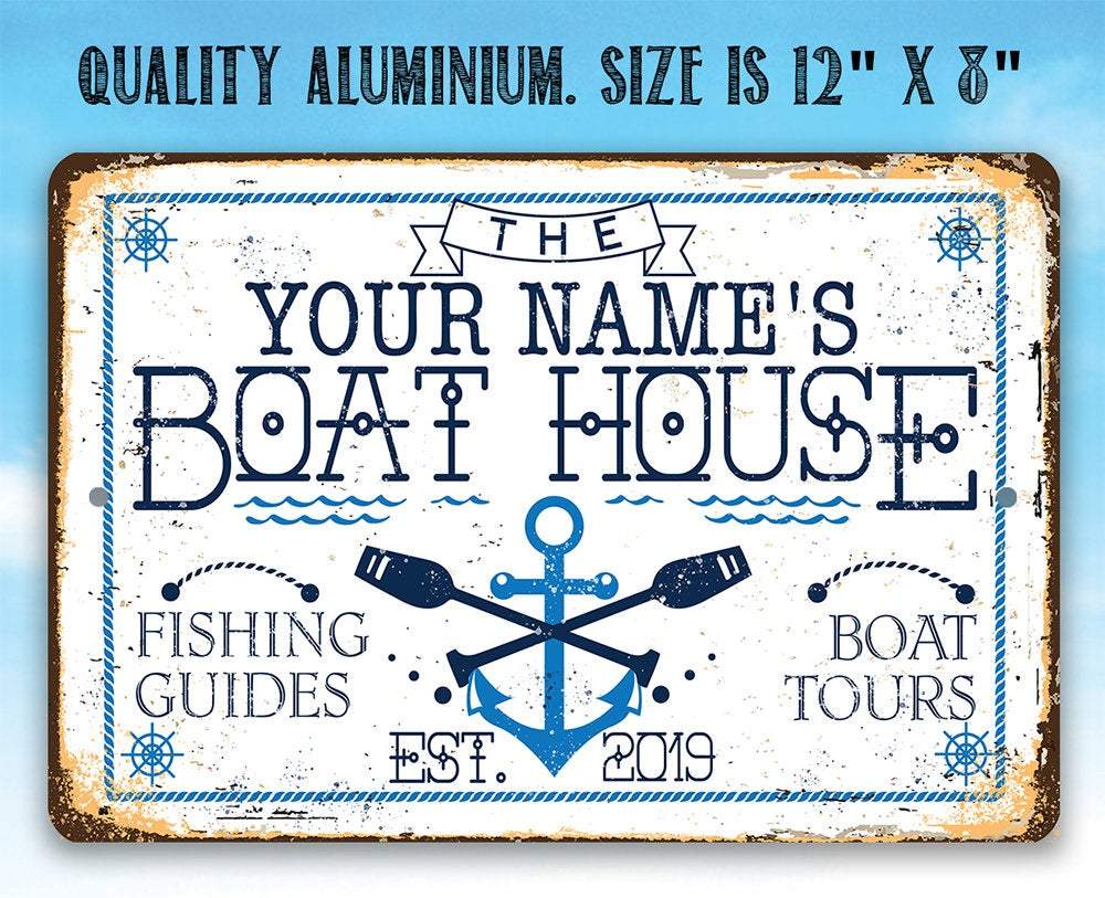 Personalized - Boat House - Metal Sign