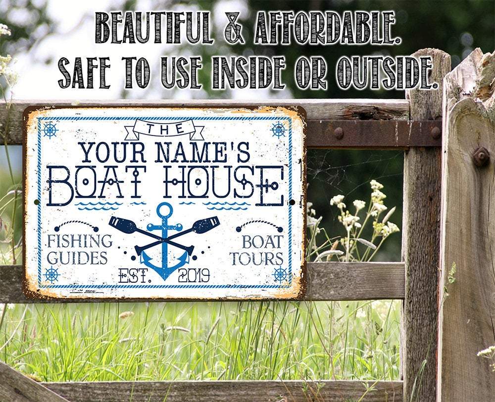 Personalized - Boat House - Metal Sign