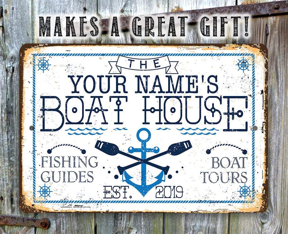 Personalized - Boat House - Metal Sign