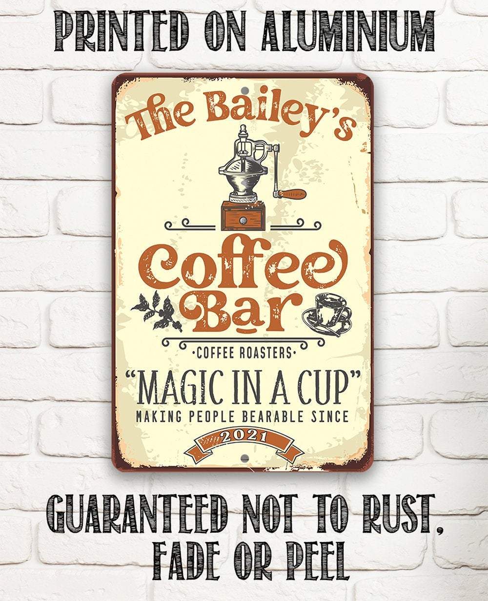 Personalized - Coffee Bar Magic In A Cup - Metal Sign