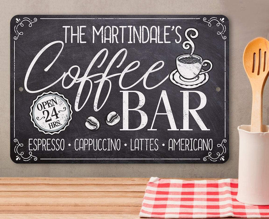 Personalized - Coffee Bar Open 24 Hours - Metal Sign