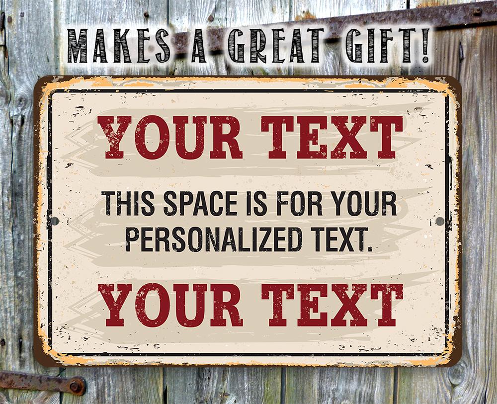 Personalized - Custom Text - Metal Sign