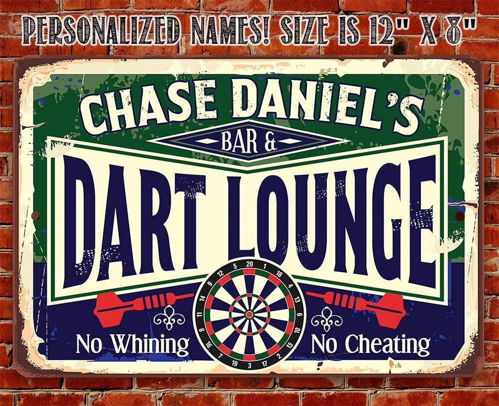 Personalized - Dart Lounge and Bar - Metal Sign