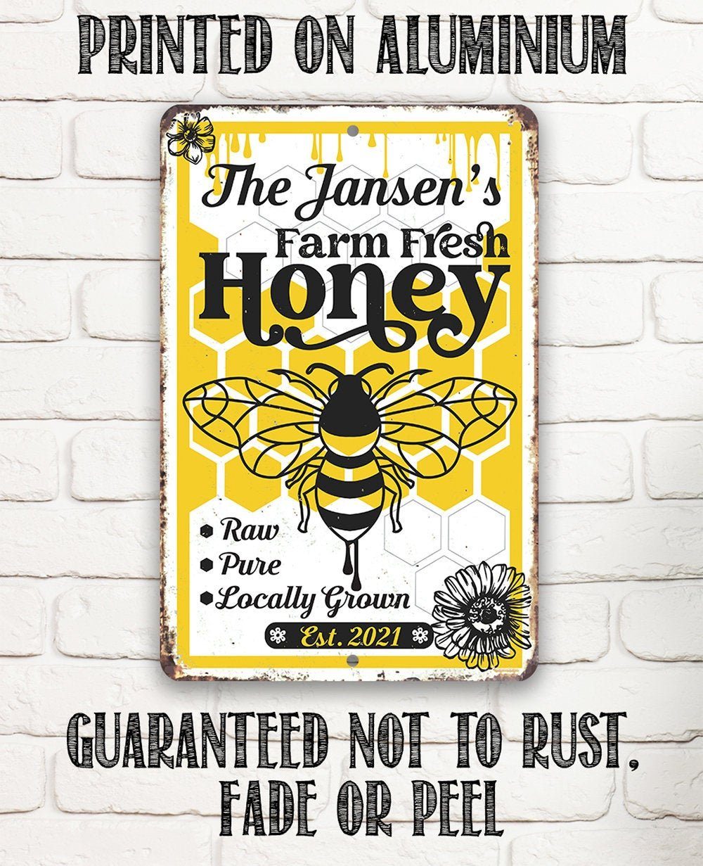 Personalized - Farm Fresh Honey - Metal Sign
