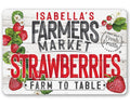 Personalized - Farmers Market Strawberries - Metal Sign