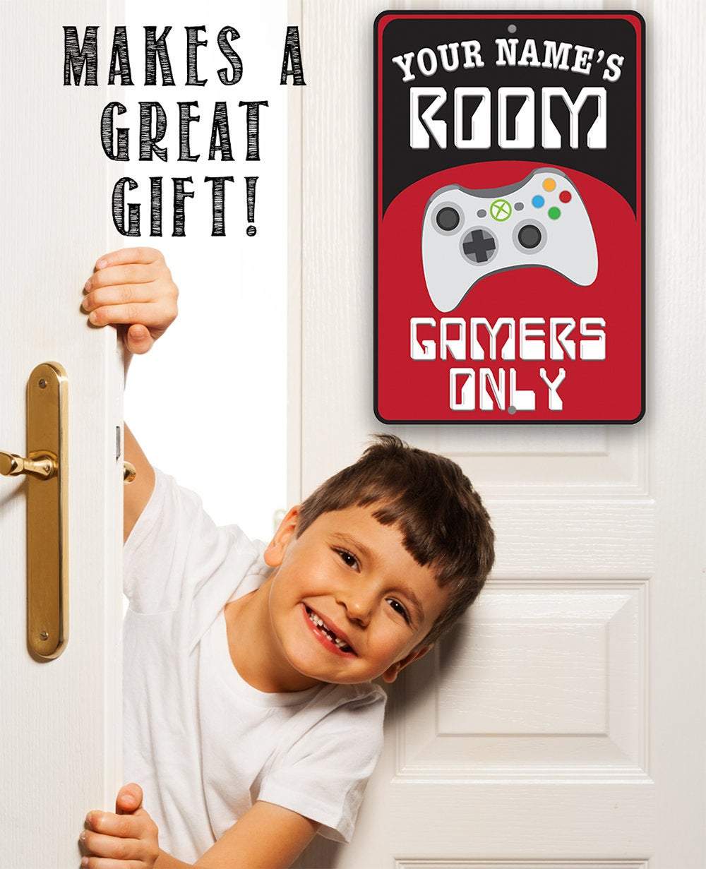 Personalized - Gamers Only - Red - Metal Sign