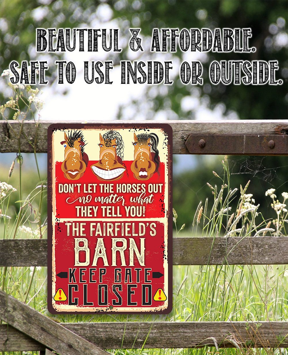 Personalized - Gate Closed Horses - Metal Sign