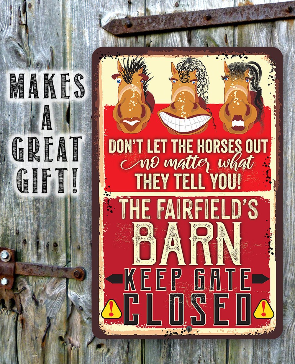 Personalized - Gate Closed Horses - Metal Sign