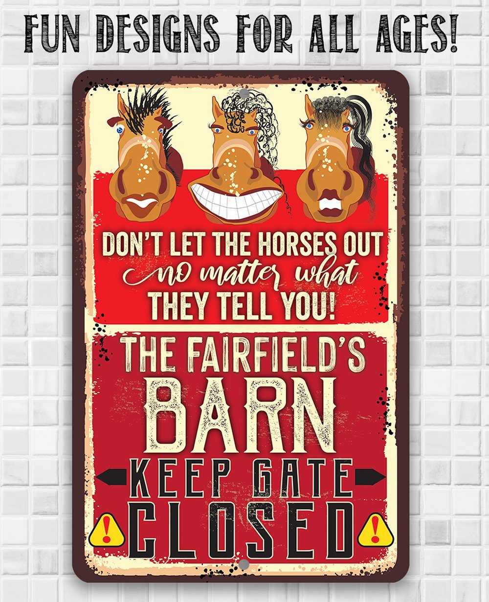 Personalized - Gate Closed Horses - Metal Sign