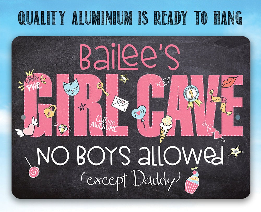 Personalized - Girl Cave - Metal Sign