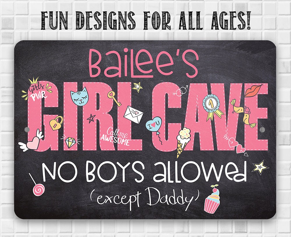 Personalized - Girl Cave - Metal Sign