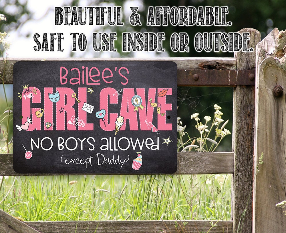 Personalized - Girl Cave - Metal Sign
