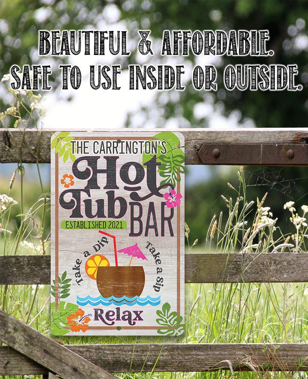 Personalized - Hot Tub Bar - Metal Sign