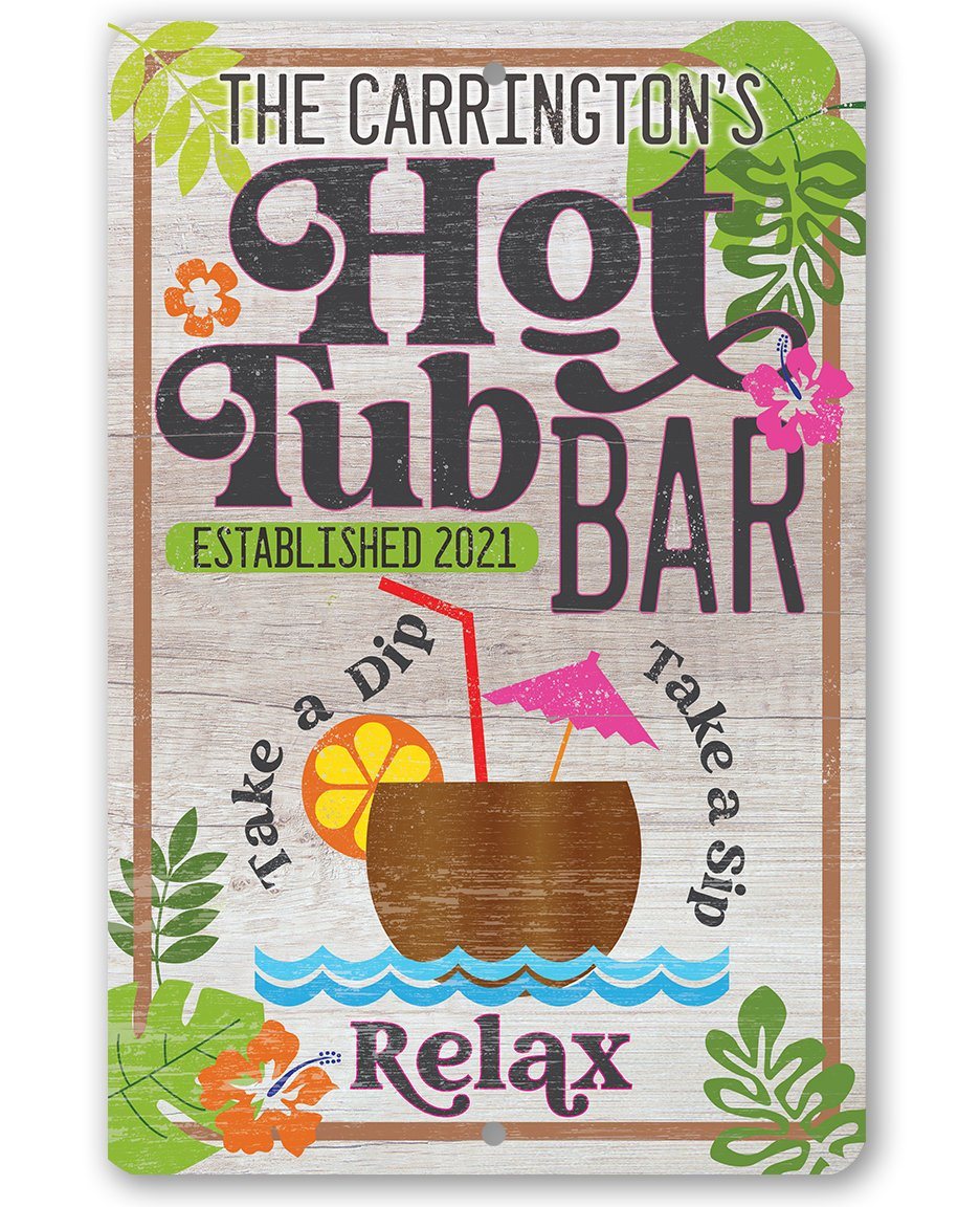 Personalized - Hot Tub Bar - Metal Sign