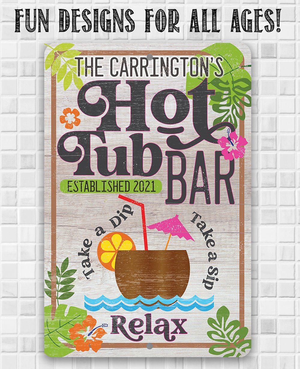 Personalized - Hot Tub Bar - Metal Sign