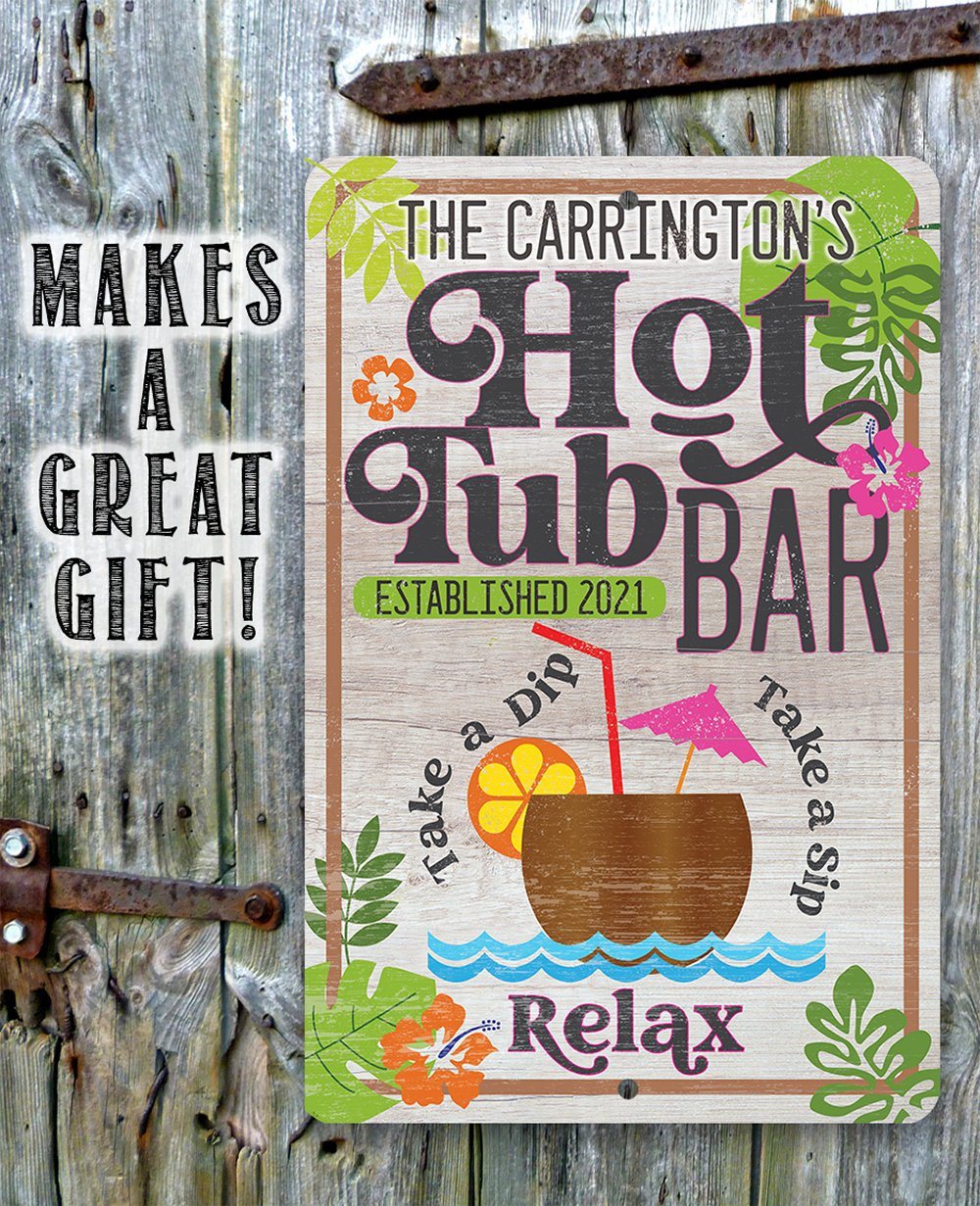 Personalized - Hot Tub Bar - Metal Sign