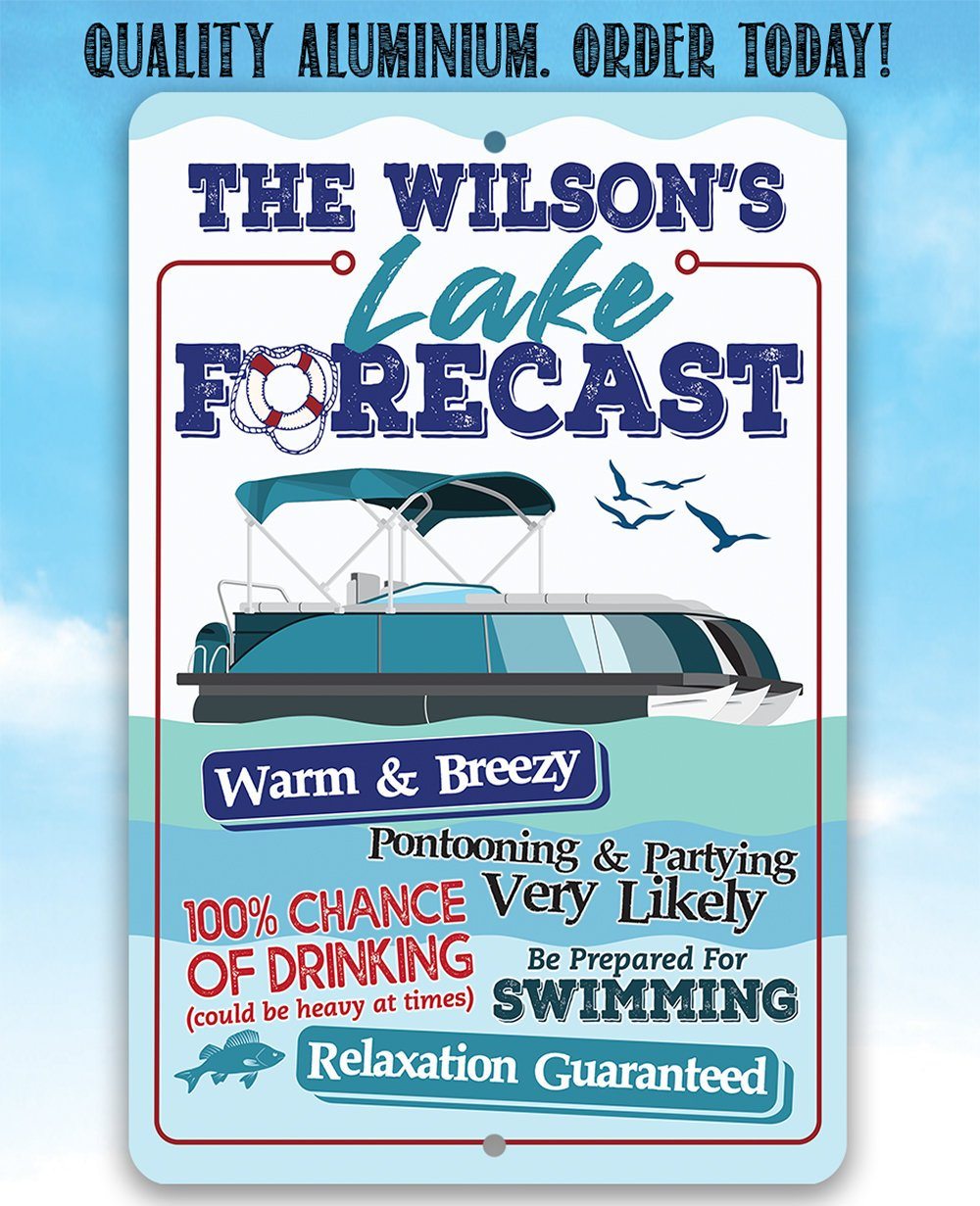 Personalized - Lake Forecast Pontoon - Metal Sign