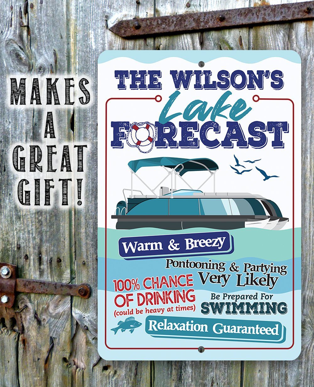 Personalized - Lake Forecast Pontoon - Metal Sign