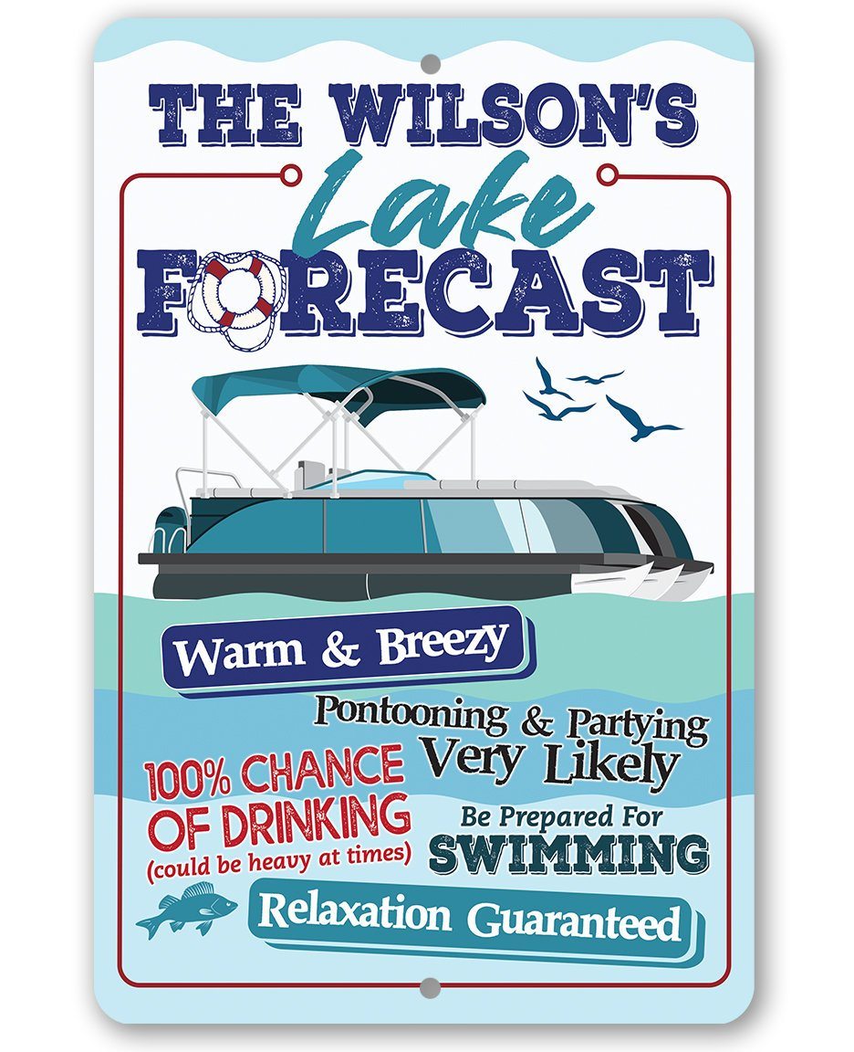 Personalized - Lake Forecast Pontoon - Metal Sign