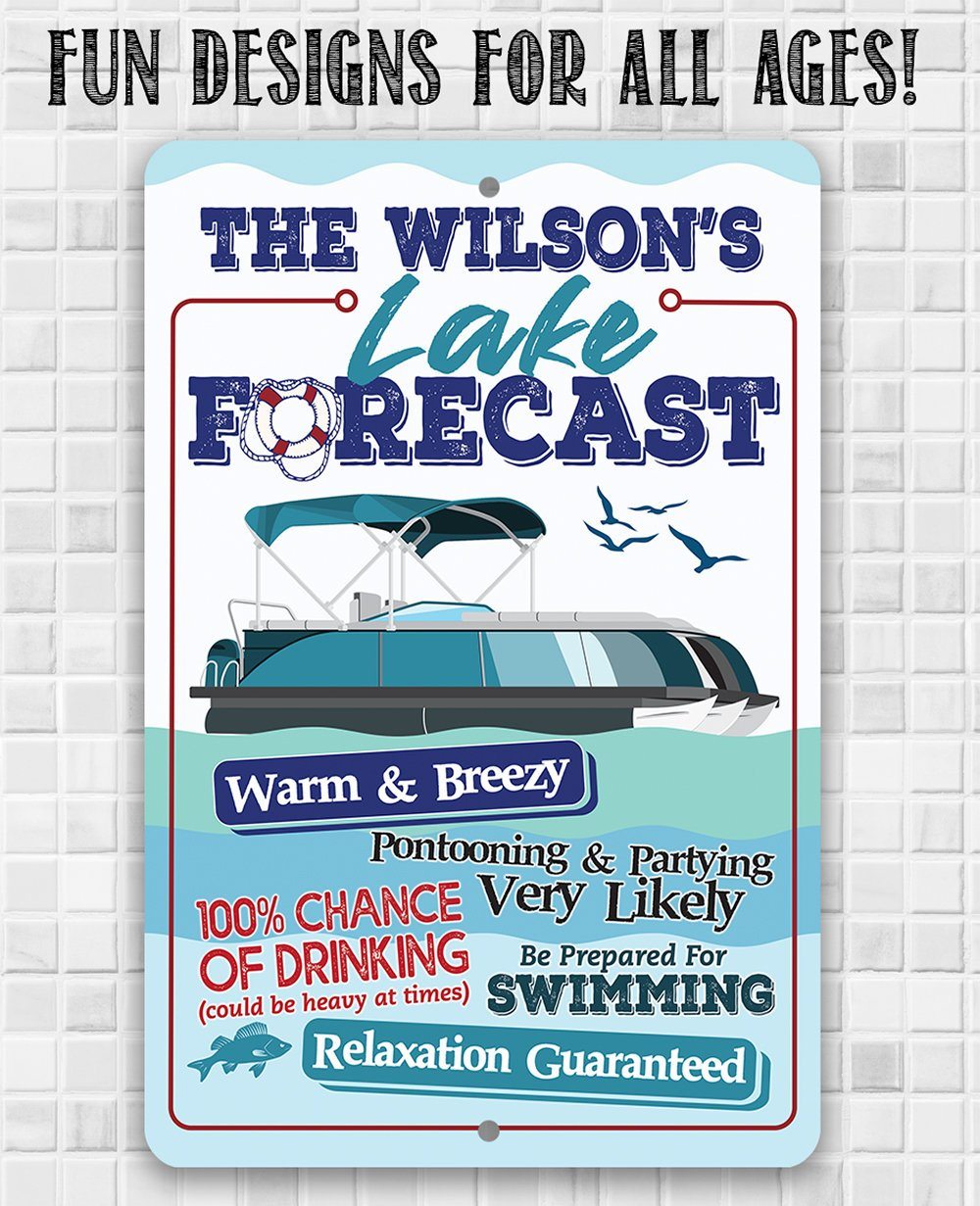 Personalized - Lake Forecast Pontoon - Metal Sign